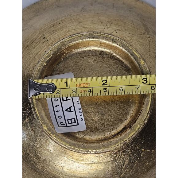 Vintage Pottery Barn Deroma Gilt Terracotta 8" Bowl and Saucer Made In Italy - Picture 8 of 10